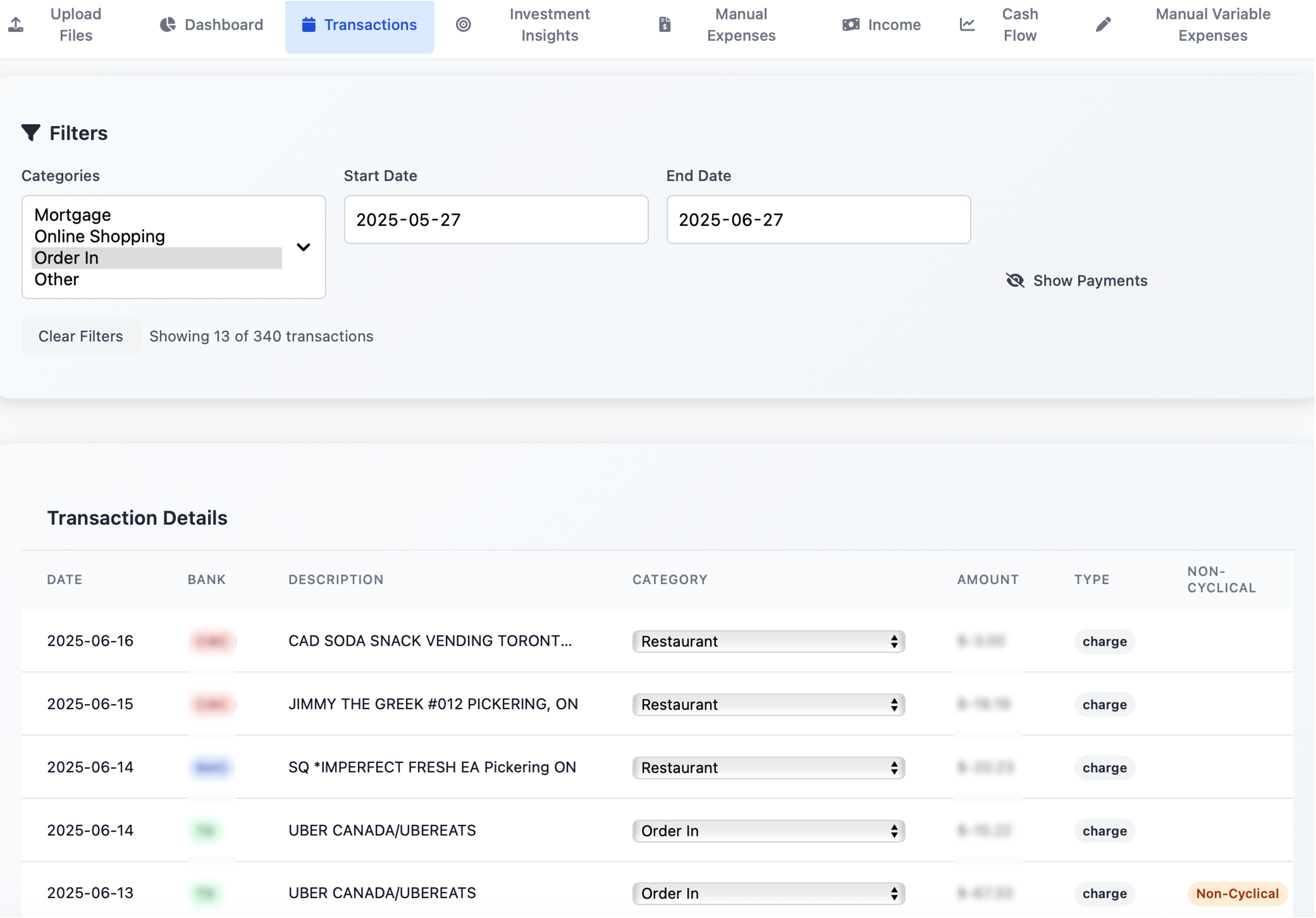 Alternate Transaction Table